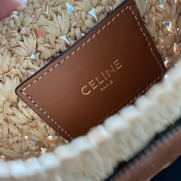 CELINE CLASSIC PANIER HOBO BAG IN RAFFIA AND CALFSKIN WICKER TAN STRAW SUMMER - Picture 13 of 14